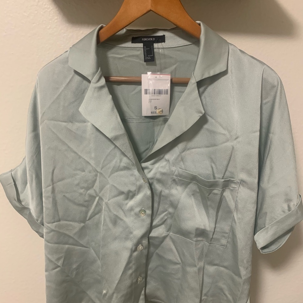 Button Up Mint Blouse